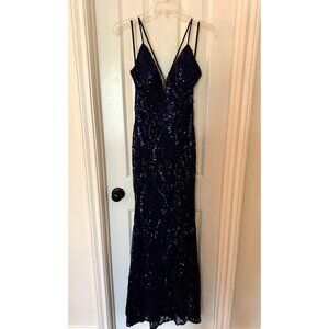 Navy sequin gown, PromGirl size 6